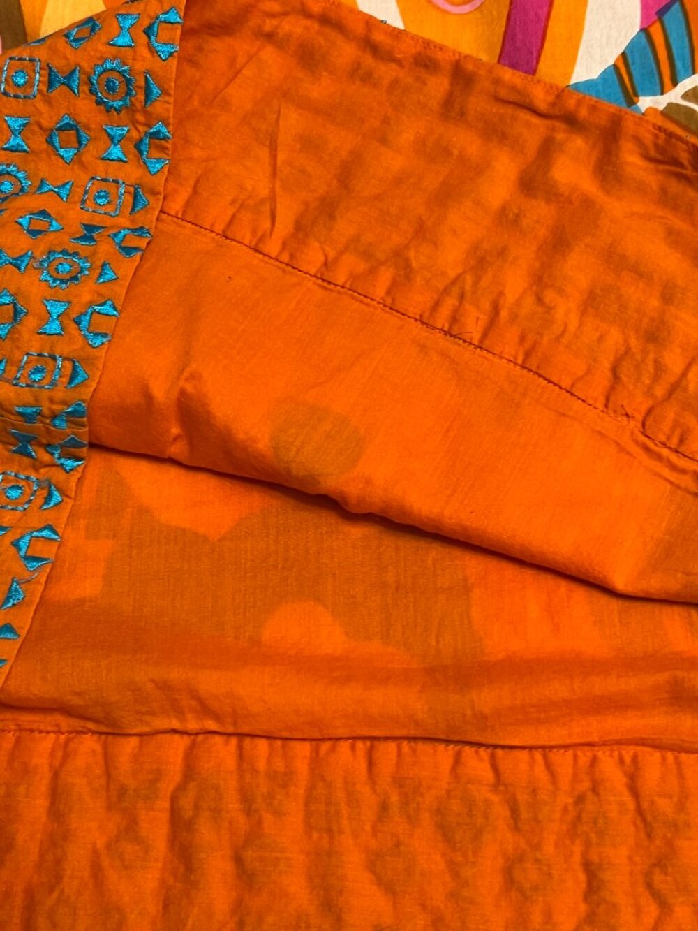 Sabby Anand Womens Large Orange Floral Bohemian Cotton Sleeveless Dress Tunic - Picture 12 of 12